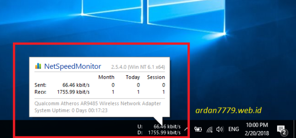 Cara Menambah Internet Speed Monitor di taskbar Windows 7, windows 8, windows 10