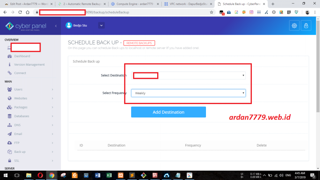 Menambah Schedule Backup di Cyberpanel