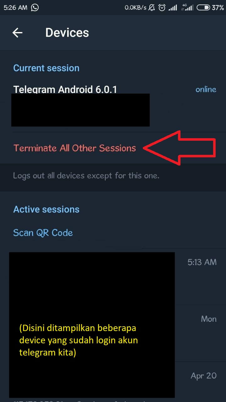 Berikut ini cara mematikan sesi aktif telegram di device lain terbaru mei 2020
