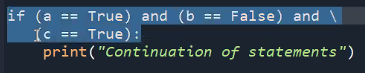 Contoh Penggunaan Backslash dalam Statement IF pada Pemrograman Python